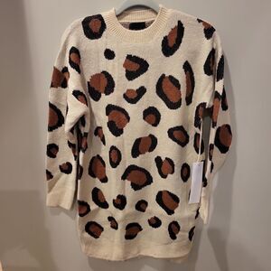 Lumiere Leopard Sweater Dress Size Small NWT